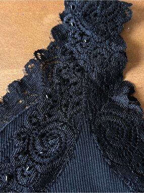 New August Silk Beaded Lace Trim Tank Black